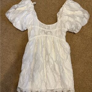 White Puff Sleeve Dress